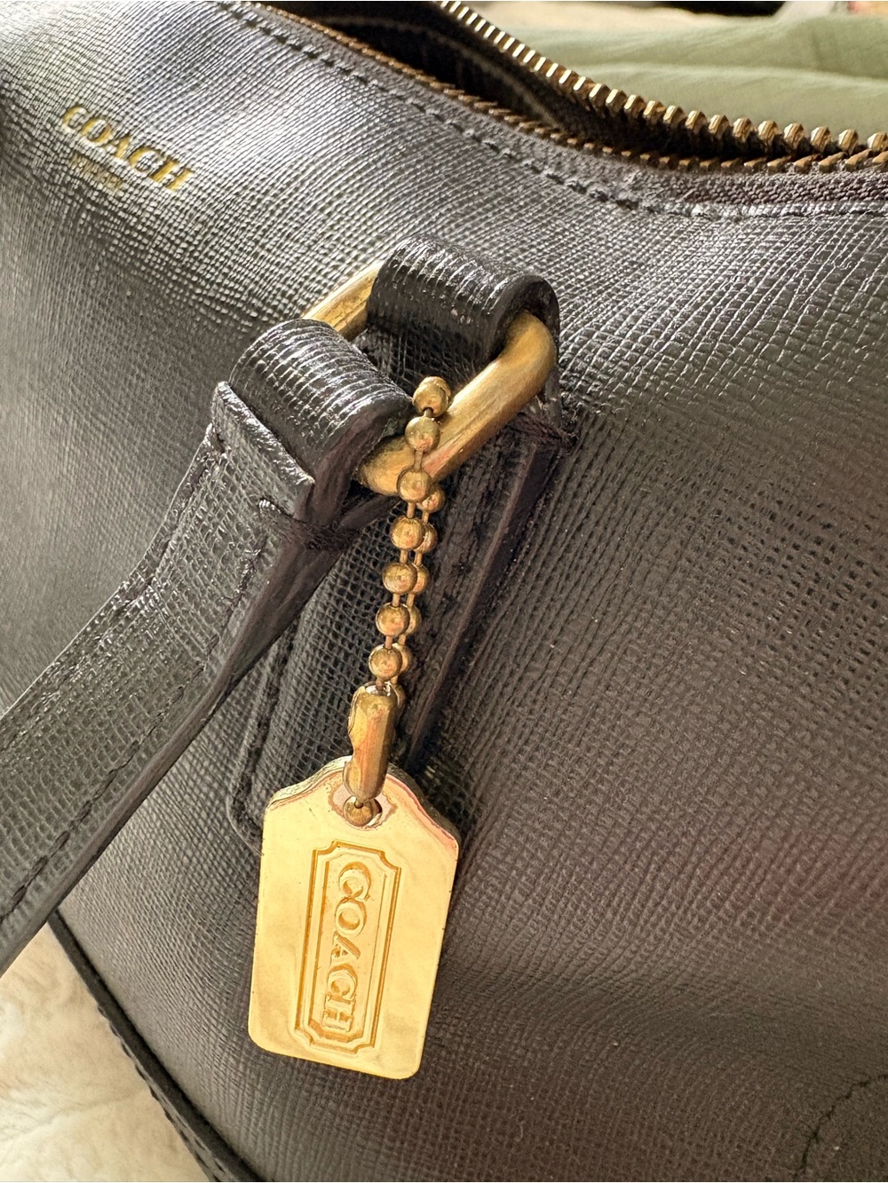 Coach Saffiano Mini Leather Satchel with Gold Hardware - Picture 6 of 13